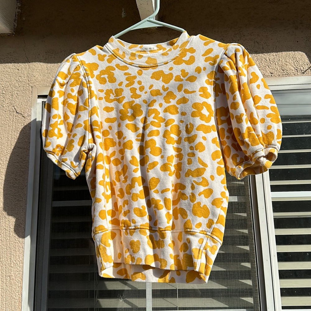 MOTHER Brand Leopard Print Blouse Gold